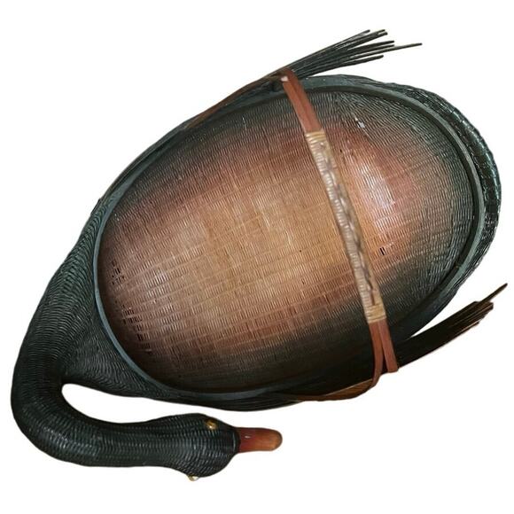 Vintage‎ Rattan Green Goose Basket - Picture 3 of 6